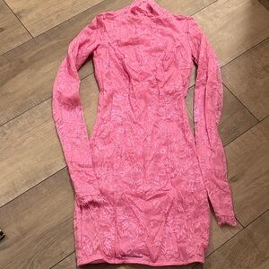 SKIMS Long Sleeve Dress in Bright Pink